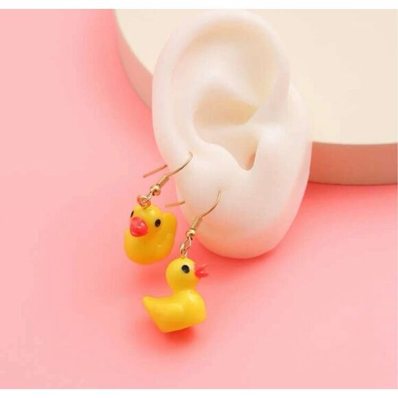 Yellow Duck Statement Earrings - Picture 1 of 3